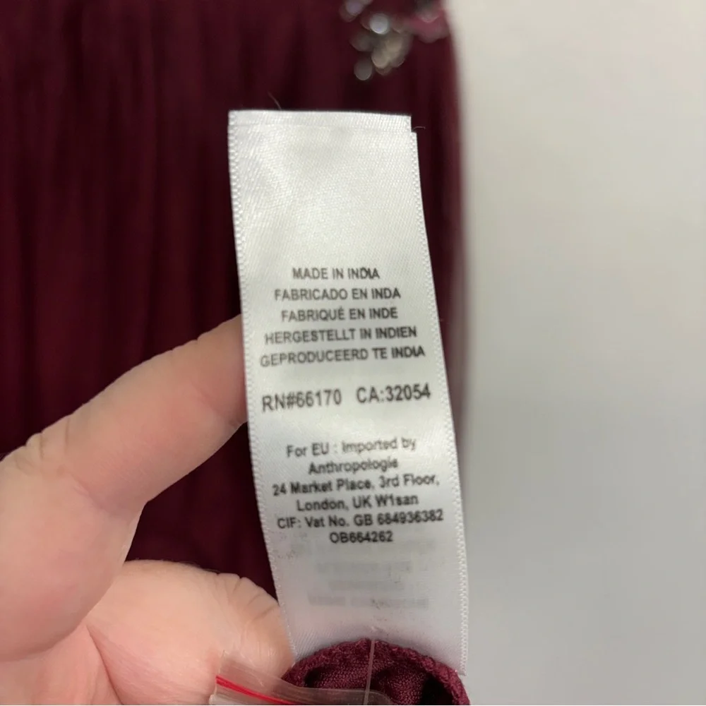 NWT Anthropologie BHLDN Isabel Formal Maxi Dress 10 Floral Sequin‎ Tulle Red - Picture 9 of 11